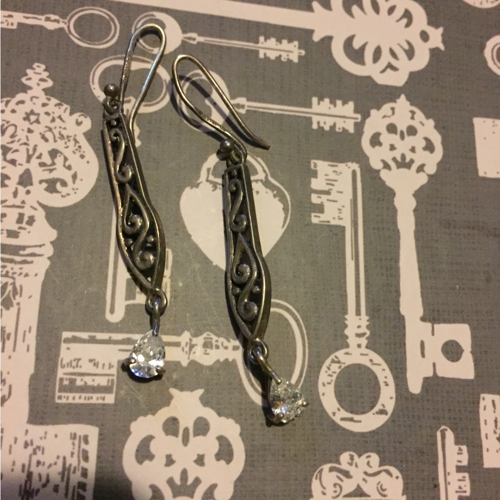Silpada sterling silver diamond tear drop earrings